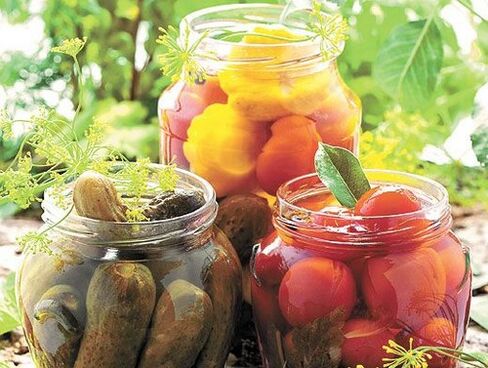 Eingelegte Gurken und Tomaten zur Schädlingsbekämpfung
